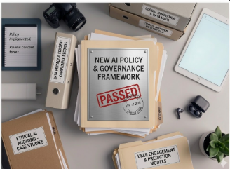 A folder entitled New AI Policy and Framework passed